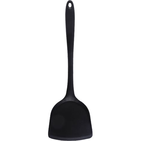 Spatule en Silicone résistante à la chaleur, antiadhésive, ustensiles de cuisine avec poignée confortable, noir. (1/5)