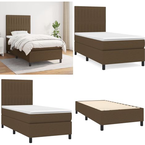 Sommier à lattes de lit avec matelas Marron foncé 80x200 cm - Lit Double - Lit Plateforme - Matelas À Ressorts Ensachés - Literie - Chambre À Coucher - Home & Living