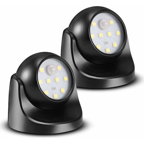 Spot LED avec Detecteur de mouvement, 2 Unités Projecteur LED Sans Fil, 150 Lumen, Sphère Amovible, Rotation et Inclinaison à 360 degrés (1/4)