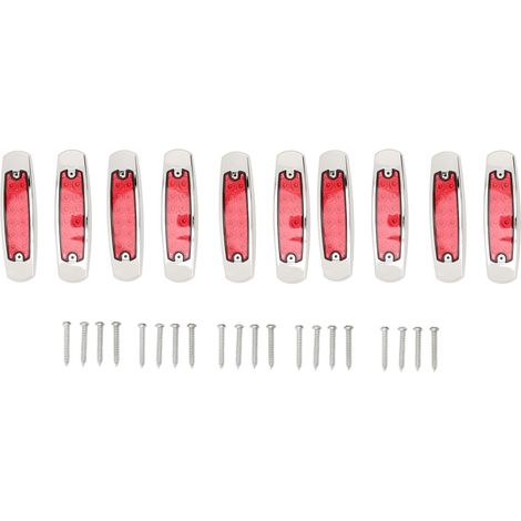 Packung mit 10 hochleistungsfähigen 12-LED-Seitenpositionsleuchten, Bremsleuchten und Rückleuchten, 12 bis 24 V, Signalleuchten für LKWs und Anhänger, rotes Gehäuse. (1/5)