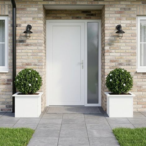 vidaXL Jardinera para jardín con luces LED 2 uds. Blanco (1/5)