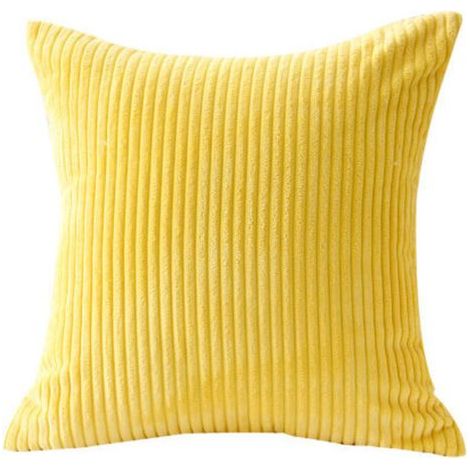 Housses de coussin velours 45x45 cm – Lot de 2 housses jaunes avec fermeture éclair, douces et élégantes (1/3)