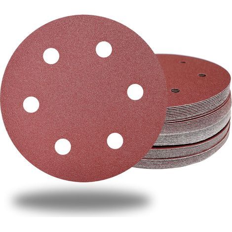 Lot de 25 papiers abrasifs 225mm – 5 grains K60/K120/K180/K240/K400 – Perforés pour aspiration poussière – Pour ponçage bois et métal