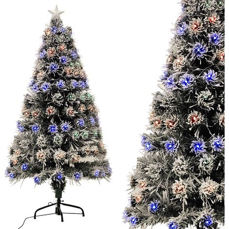Albero di Natale innevato a fibra ottica alto 150 illuminato da 165 LED RGB multicolori (1/4)
