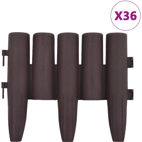 vidaXL Bordes de jardín 36 unidades PP marrón 10 m (1/2)