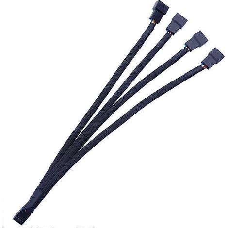 Câble d'extension pour ventilateur avec connecteur PWM 4 broches, gainé noir, répartiteur 1 vers 4 ventilateurs (1/5)