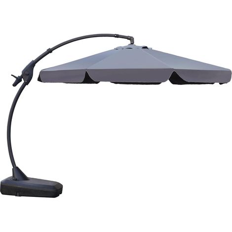 Grand Patio Sonnenschirm 300cm mit Schirmständer Volant Grau UPF 50+ Kurbel (1/5)