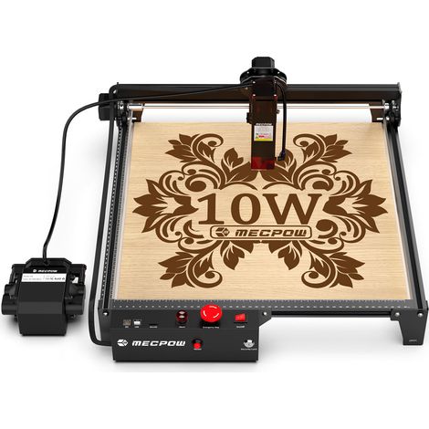 Mecpow X3 Pro Graveur laser 10W et Découpe Haute Précision 0.01mm, Assistance d'Air Réglable 30L/min, Détection de Flamme, Arrêt d'Urgence et Protection des Yeux, Idéal pour Bois, Acrylique