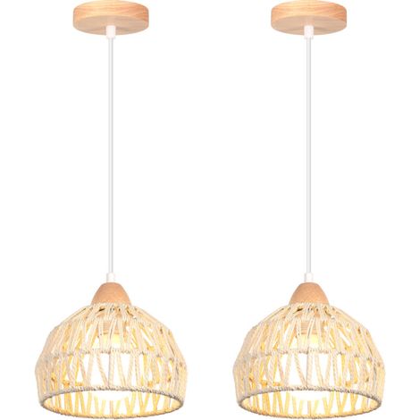 Suspension luminaire rétro 20cm – Lustre tressé en corde de chanvre – Plafonnier moderne pour intérieur – Compatible E27 jusqu'à 60W – (1/5)