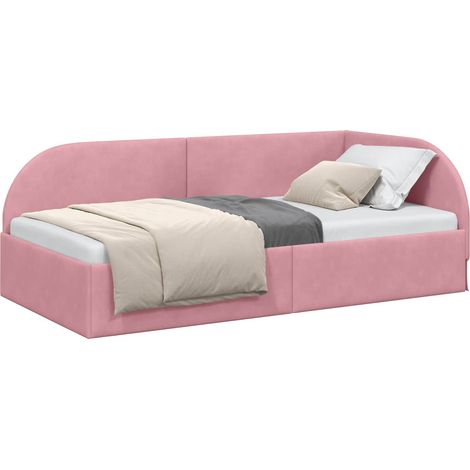 Corner Bed Frame with Headboard Pink 80 cm x 200 cm Velvet vidaXL