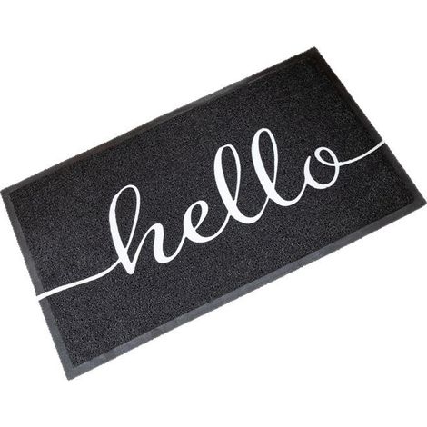 Hello Paillasson pour l'extérieur et l'intérieur - Antidérapant - Lavable - Pour la porte d'entrée, le jardin (40 x 60 cm, noir)