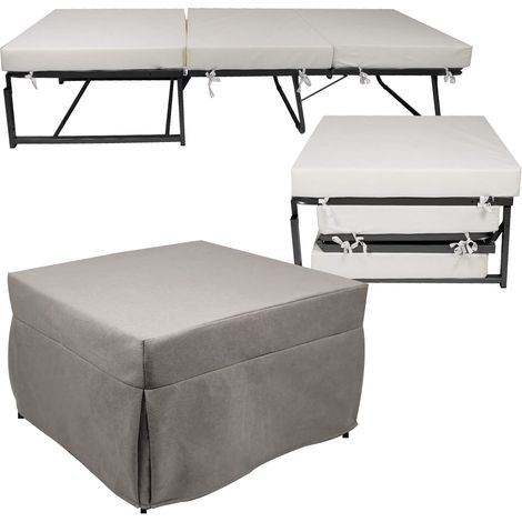 Pouf Letto Brandina con Materasso Pieghevole 78x78x47 cm Avalli Contract Tortora (1/5)