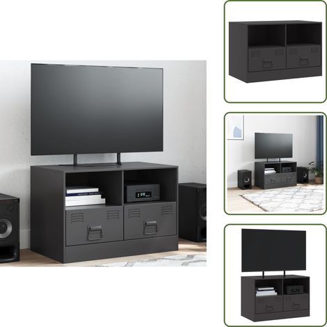 Mobile TV con ripiani - vidaXL Mobile TV Nero 67x39x44 cm in Acciaio - TV mobile con maniglie
