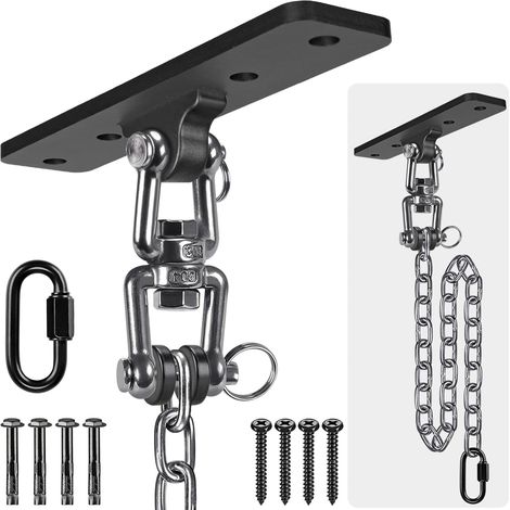 Suspension Le Hamac Suspendre la Balançoire Ensemble de Support Pivotant 1M Chaîne Mousqueton pour Aire de Jeux Intérieur Extérieur Chaise Yoga Corde Sacs de Frappe, Jusqu'à 600lbs