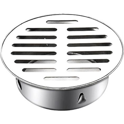 Siphon de Sol en Acier Inoxydable Rond Siphon de Sol Anti-Blocage pour Balcon, Couvercle de Siphon de Sol(110mm Bouche Plate) (1/5)