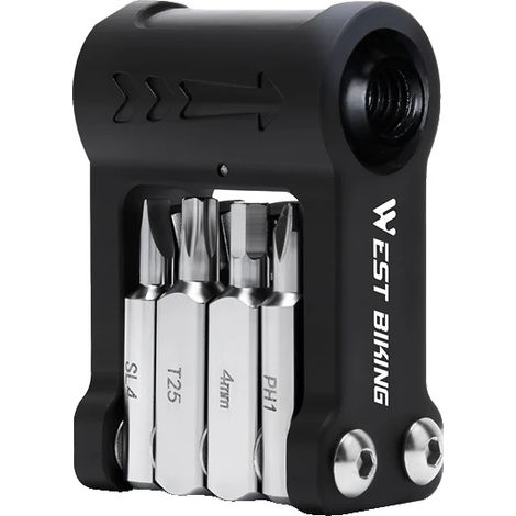 Kit de herramientas multifuncional para bicicleta, diseño portátil, compatibilidad versátil, color negro. (1/2)