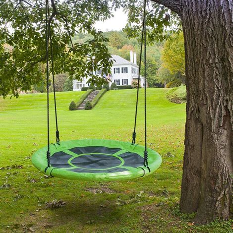 Hofuton Grande Balançoire Ronde pour Enfant - Suspendre Ajustable pour Enfant Adulte - Poids Max 150 kg - 100cm - Vert