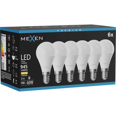 Mexen Nova 6x ampoule LED E14, G45, 9W, Chaude - 3000K, 945 lm - L101-E14-0930-01x06 (1/3)