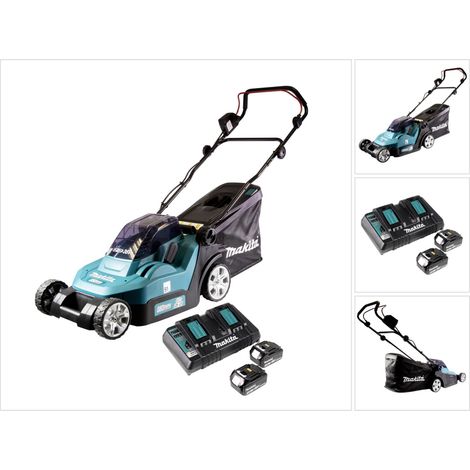 Makita – Tondeuse à gazon sans fil 36V – 43 cm – Moteur Brushless – 2x batteries 3,0Ah – Chargeur double – Pour surfaces jusqu'à 575 m²