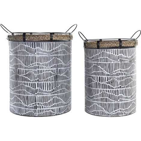 Cesta Set 2 Hierro Cuerda 52X42X58 Blanco DC192741 (1/3)