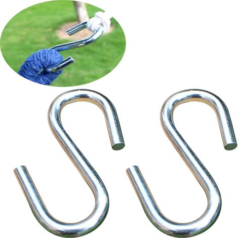 Lot de 2 crochets en S en métal robustes, crochets ultra épais en forme de S pour hamac d'extérieur (1/4)