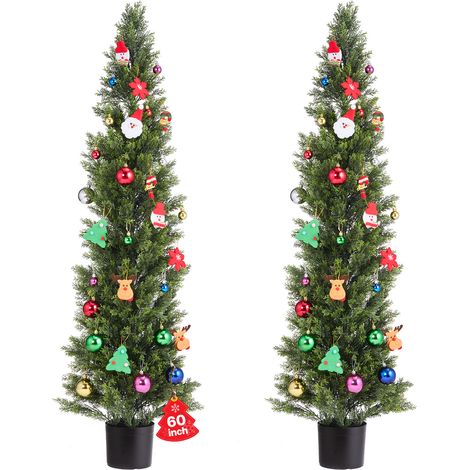 VEVOR Alberi di Cedro Artificiali Topiari, 2 Set da 1524 mm, Arbusti di Pino Finto, Piante Finte di Seta dallAspetto Reale, Facile da Montare per Decorare Portico Anteriore, Patio Esterno, Giardino