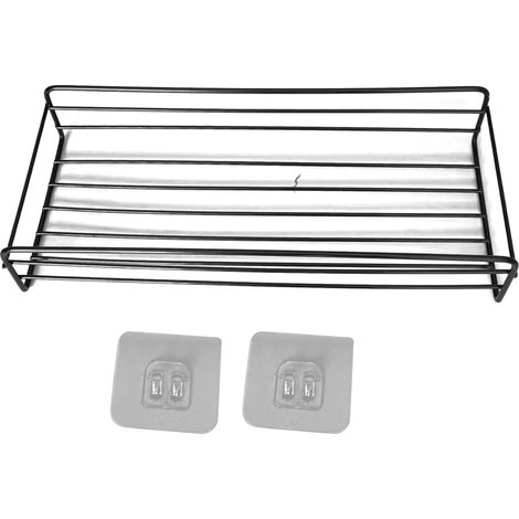 Étagères rangement salle de bain gain de place sans perçage mural multifonction fer étagère de douche de ménage (1/5)