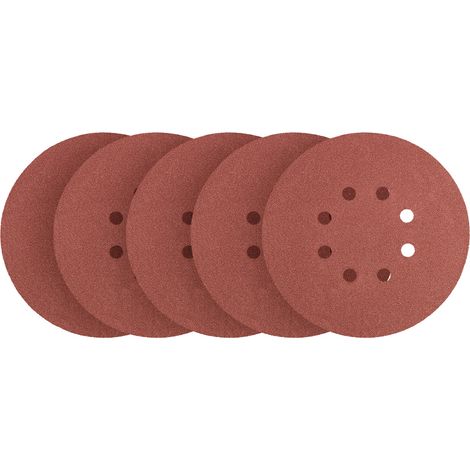 Dischi abrasivi in velcro da 150 mm, P150, 5 pezzi, con 8 fori (1/5)