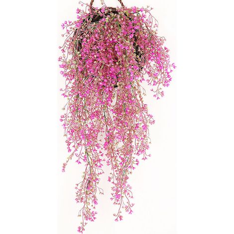 Panier Suspendu Fleur Artificielle, Fleurs Artificielles sur Mur, Fleurs Suspendues, Fleurs Artificielles pour Salon, 85cm(Rose Rouge) (1/5)