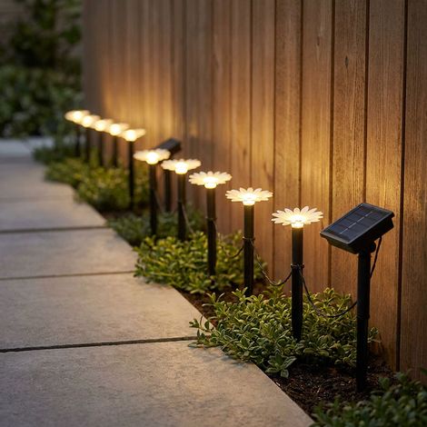 2x LED Solar Steckleuchte Lichterkette Garten Außenleuchte Dekolicht schwarz Akku H 17,5 cm