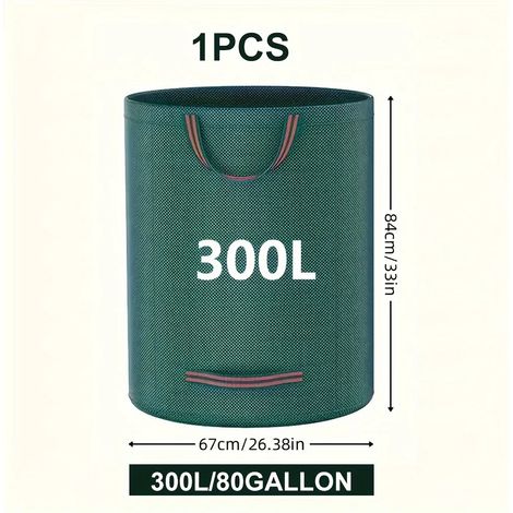 Sacs à déchets de jardin en polypropylène ultra-résistant (300 L) - Sacs réutilisables pour débris végétaux et feuilles, en tissu industriel avec poignées. (1/4)