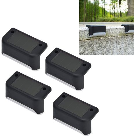 Lot de 4 lampes solaires d'extérieur pour balustrade, éclairage d'escalier LED, éclairage de marches LED, éclairage décoratif de cour, lampes de guidage, 4 unités par paquet, lumière blanche (1/5)