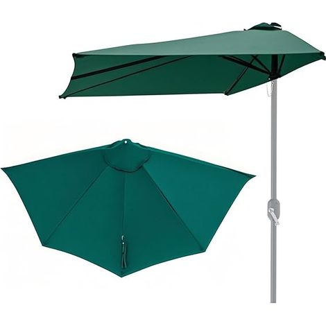 Toile de parasol,Tissu de remplacement pour parasols d'extérieur -Toile seule,Vert foncé — 270 cm,5 baleines (1/5)