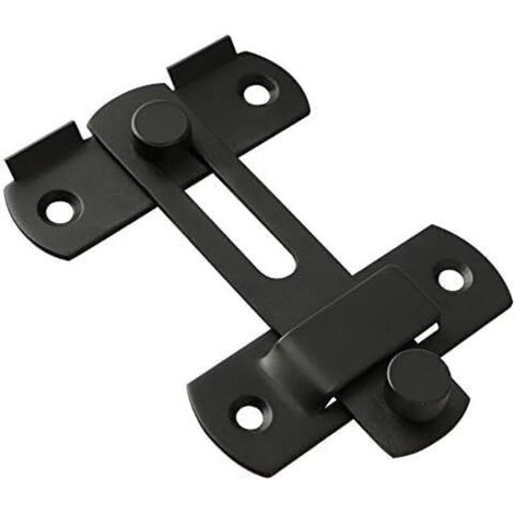 Noir Verrou Porte Rabattable à 90 Degrés Grange Serrure à Angle Droit Incurvée Coulissante Serrure Volet Loquet Porte Verrou Portail à Bascule Boulon avec Vis pour Porte, Fenêtre, Placard et J (1/4)