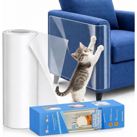 Film Anti Griffes Autocollant pour Canapé 20cm x 5M Transparent Protection Invisible pour Chat Personnalisable & Retrait Facile pour Canapé Chaise Table Idéal Propriétaires de Chats (1/5)