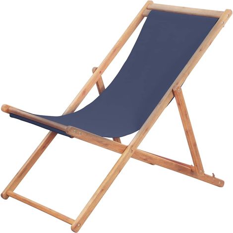 vidaXL Chaise pliante en tissu et structure en bois bleue (1/5)