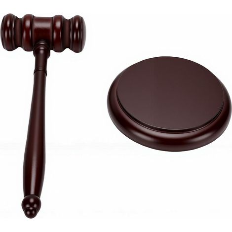 Marteau de juge en bois Marteau de salle d'audience professionnel Maillet en bois pour les réunions d'enchères Procès pénaux civils (1/5)