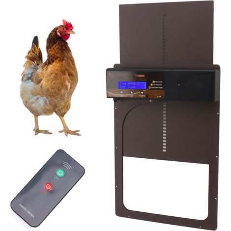 Portes de poulet automatiques à détection de lumière à télécommande en aluminium à énergie solaire poulaillers portes pour maison ferme marron (1/5)