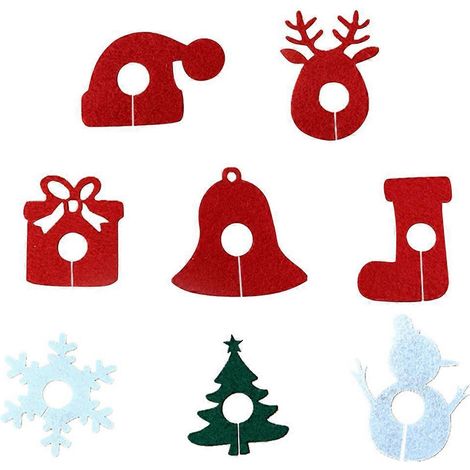 Lot de 8 anneaux décoratifs non tissés pour verres à vin de Noël-5X4X0.2cm (1/3)