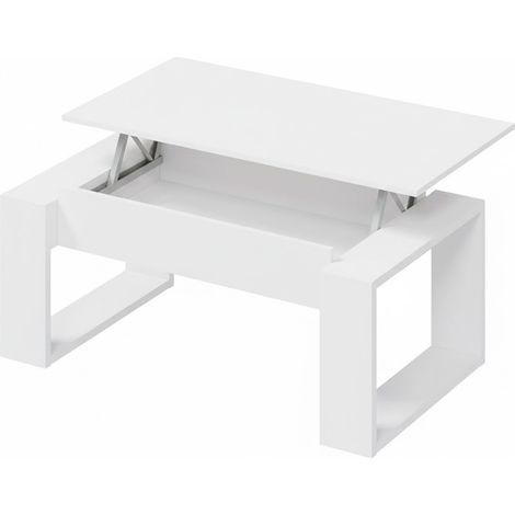 Tavolino Da Caffè Rialzabile Con Piano Sollevabile Tavolo Moderno Da Soggiorno Pranzo Salvaspazio Ideale Per Mangiare Lavorare E Organizzare Il Living 105 X 55 X 45 Cm Bianco (1/5)