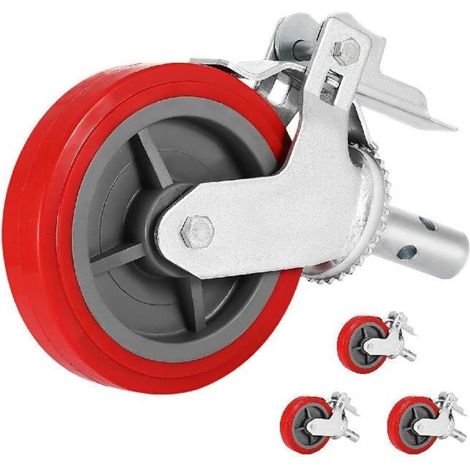 Jeu de 4 roulettes pivotantes en polyuréthane de 8 po for échafaudage 3 200 LB avec Frein for Remplacement d'étagères et d'établis (1/5)