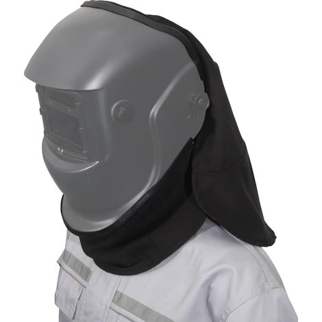 Lot de 2 casques de soudage en coton FR avec bavette avant et capuche arrière étendue avec joint d'étanchéité, protection complète, s'adapte à la plupart des casques de soudage, compatible avec les (1/5)