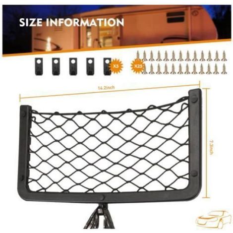 Filet De Rangement - 36x18 Cm - Pour Voiture Camping Car Bateau - 5 Pièces (1/2)