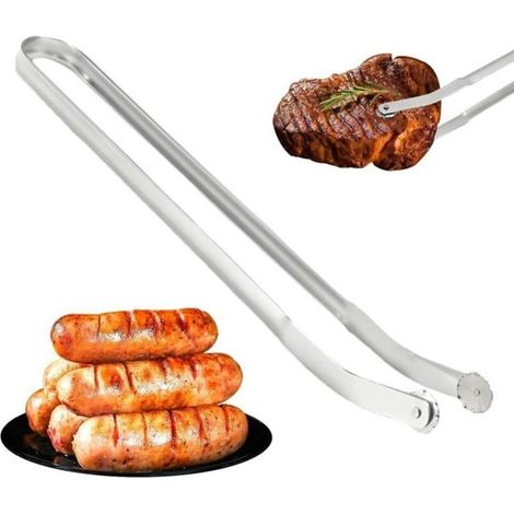 -Pince Barbecue Longue 38cm, Pince Cuisine Inox, Pince Retourne Saucisse, Pince à Grillade, Pince a Barbecue, Accessoires de Gril (1/4)