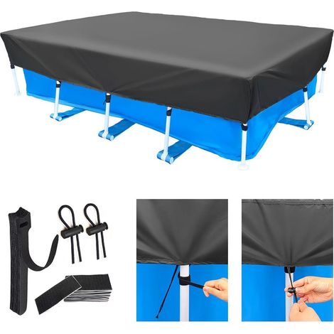 Neptune – Bâche de piscine rectangulaire 400 x 210 cm – Résistante aux déchirures, UV, vent et eau – Fixation avec sangles et Velcro – Protection renforcée (1/5)