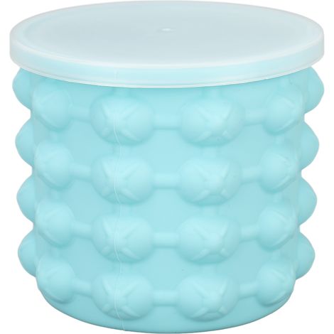 Seau à glaçons en silicone rond multicolore portable, moule à glace avec couvercle, idéal pour extérieur et camping (1/5)
