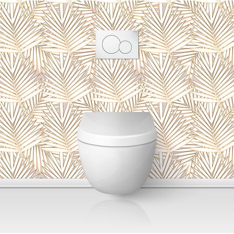 Crédence adhésive WC - Feuilles - 50x50 cm - Adhésif BRILLANT (1/3)