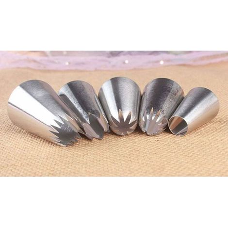 Douille Pâtisserie - Acier Inoxydable 304 - Pour Décoration Gâteaux Cupcakes Biscuits - Lot De 5 Pièces (1/4)