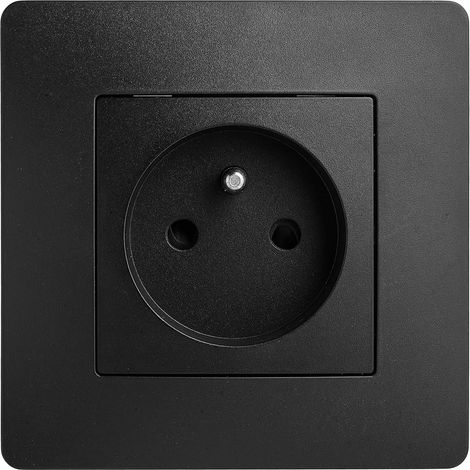 1 Prise Électrique 2P+T, 16A Avec Terre, Plastique Noir, Installation Encastrée, Pour Rénovation