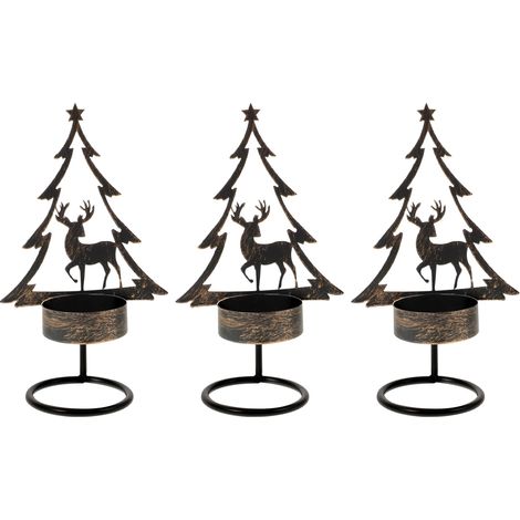 (Trois) Bougeoirs de Noël en métal, bougeoirs en forme d'élan, décoration de table de Noël (1/5)